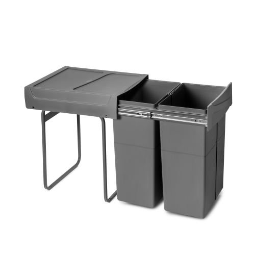 Pattumiere per raccolta differenziata Recycle per cucina, 2 x 25 L, fissaggio inferiore, estrazione manuale