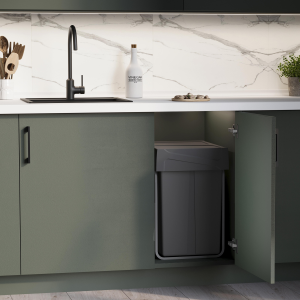 Pattumiere per raccolta differenziata Recycle per cucina, 2 x 25 L, fissaggio inferiore, estrazione manuale