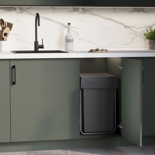 Pattumiere per raccolta differenziata Recycle per cucina, 2 x 25 L, fissaggio inferiore, estrazione manuale