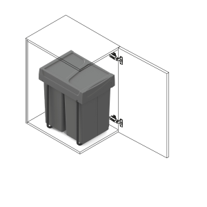 Pattumiere per raccolta differenziata Recycle per cucina, 2 x 25 L, fissaggio inferiore, estrazione manuale
