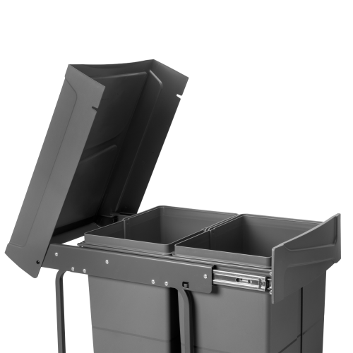 Pattumiere per raccolta differenziata Recycle per cucina, 2 x 25 L, fissaggio inferiore, estrazione manuale