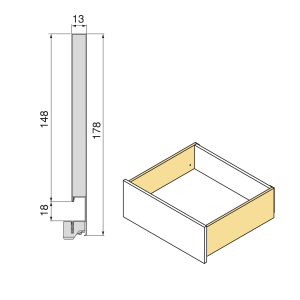Cassetto esterno Vertex, 40kg, altezza 178mm e regolazione 3D per pannello da 18mm