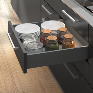 Cassetto esterno Vertex, 40kg, altezza 131mm e regolazione 3D per pannello da 18mm