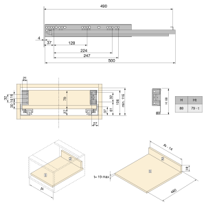 Cassetto esterno Simplex 25 kg altezza 88 mm