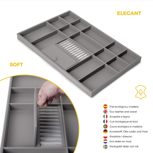 "Kit cassetto organizzatore e telaio regolabile Quartz per armadi, chiusura ammortizzata e estrazione totale