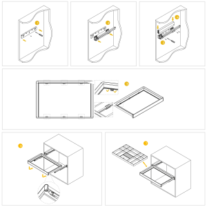 "Kit cassetto organizzatore e telaio regolabile Quartz per armadi, chiusura ammortizzata e estrazione totale
