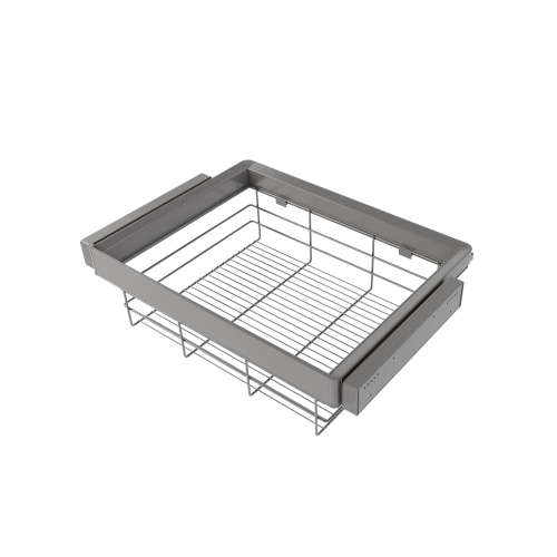 Kit cassetto in filo metallico e telaio regolabile Quartz per armadi, chiusura ammortizzata e estrazione totale