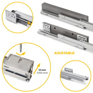 Kit cassetto in filo metallico e telaio regolabile Quartz per armadi, chiusura ammortizzata e estrazione totale