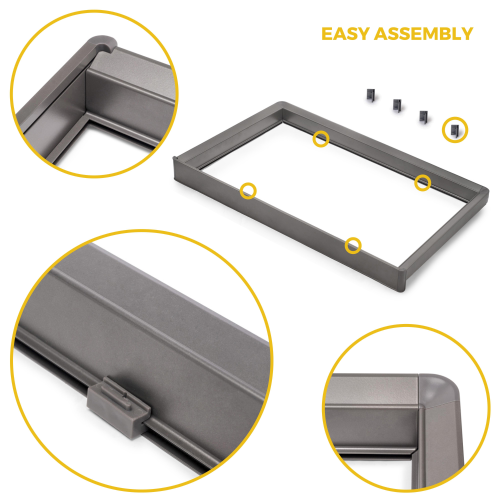 Kit cassetto in filo metallico e telaio regolabile Quartz per armadi, chiusura ammortizzata e estrazione totale