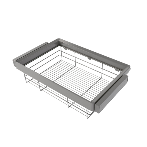 Kit cassetto in filo metallico e telaio regolabile Quartz per armadi, chiusura ammortizzata e estrazione totale