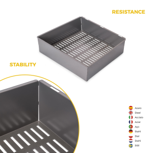 Kit cassetto metallico e telaio regolabile Quartz per armadi, chiusura ammortizzata e estrazione totale