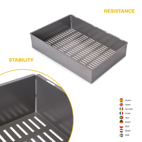 Kit cassetto metallico e telaio regolabile Quartz per armadi, chiusura ammortizzata e estrazione totale