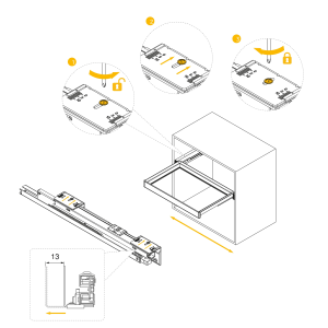 Kit cassetto metallico e telaio regolabile Quartz per armadi, chiusura ammortizzata e estrazione totale