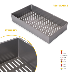 Kit cassetto metallico e telaio regolabile Quartz per armadi, chiusura ammortizzata e estrazione totale