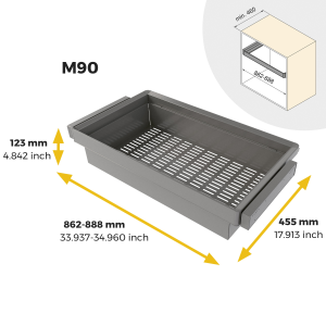 Kit cassetto metallico e telaio regolabile Quartz per armadi, chiusura ammortizzata e estrazione totale