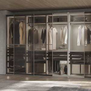Kit portapantaloni a 7 aste e telaio regolabile Quartz per armadi, chiusura ammortizzata e estrazione totale
