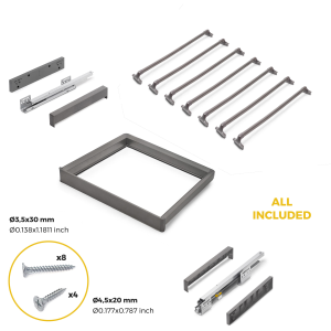 Kit portapantaloni a 7 aste e telaio regolabile Quartz per armadi, chiusura ammortizzata e estrazione totale
