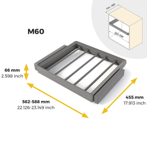 Kit portapantaloni a 7 aste e telaio regolabile Quartz per armadi, chiusura ammortizzata e estrazione totale