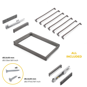 Kit portapantaloni a 7 aste e telaio regolabile Quartz per armadi, chiusura ammortizzata e estrazione totale