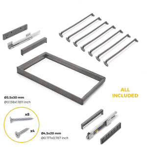 Kit portapantaloni a 7 aste e telaio regolabile Quartz per armadi, chiusura ammortizzata e estrazione totale