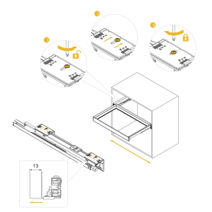 Kit portapantaloni a 7 aste e telaio regolabile Quartz per armadi, chiusura ammortizzata e estrazione totale