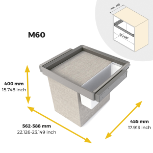Kit di ripiano ausiliario, cestello e telaio regolabile Quartz per armadi, chiusura ammortizzata e estrazione totale