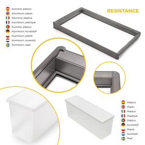 Kit di ripiano ausiliario, cestello e telaio regolabile Quartz per armadi, chiusura ammortizzata e estrazione totale