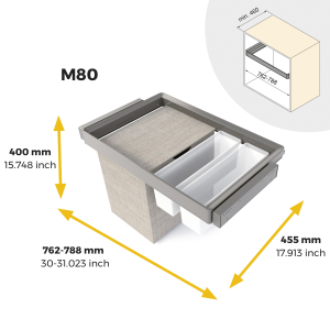 Kit di ripiano ausiliario, cestello e telaio regolabile Quartz per armadi, chiusura ammortizzata e estrazione totale