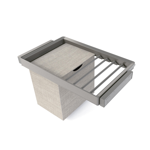 Kit portapantaloni a 7 aste, cestello e telaio regolabile Quartz per armadi, chiusura ammortizzata e estrazione totale