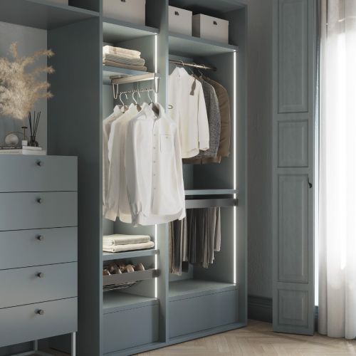 Telaio con guide a estrazione totale e chiusura morbida per accessori per armadi Quartz